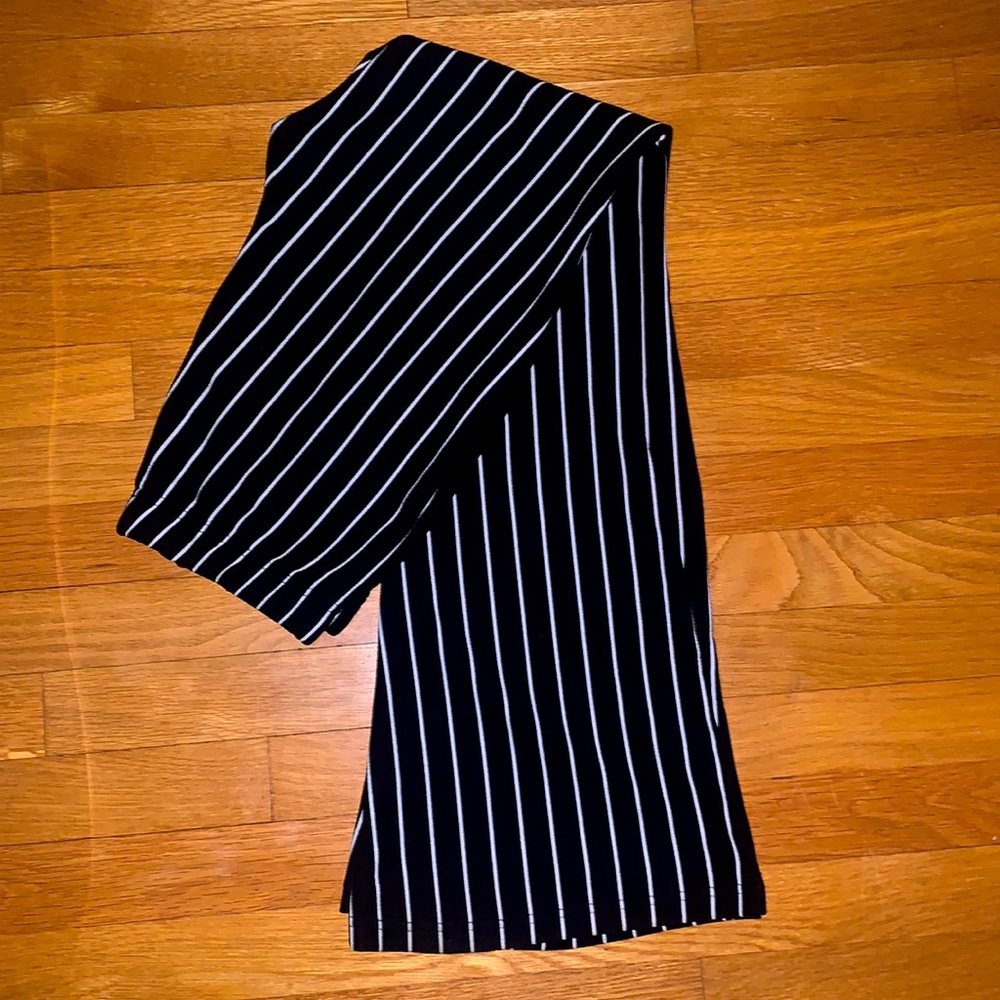 Black and White striped flare pants